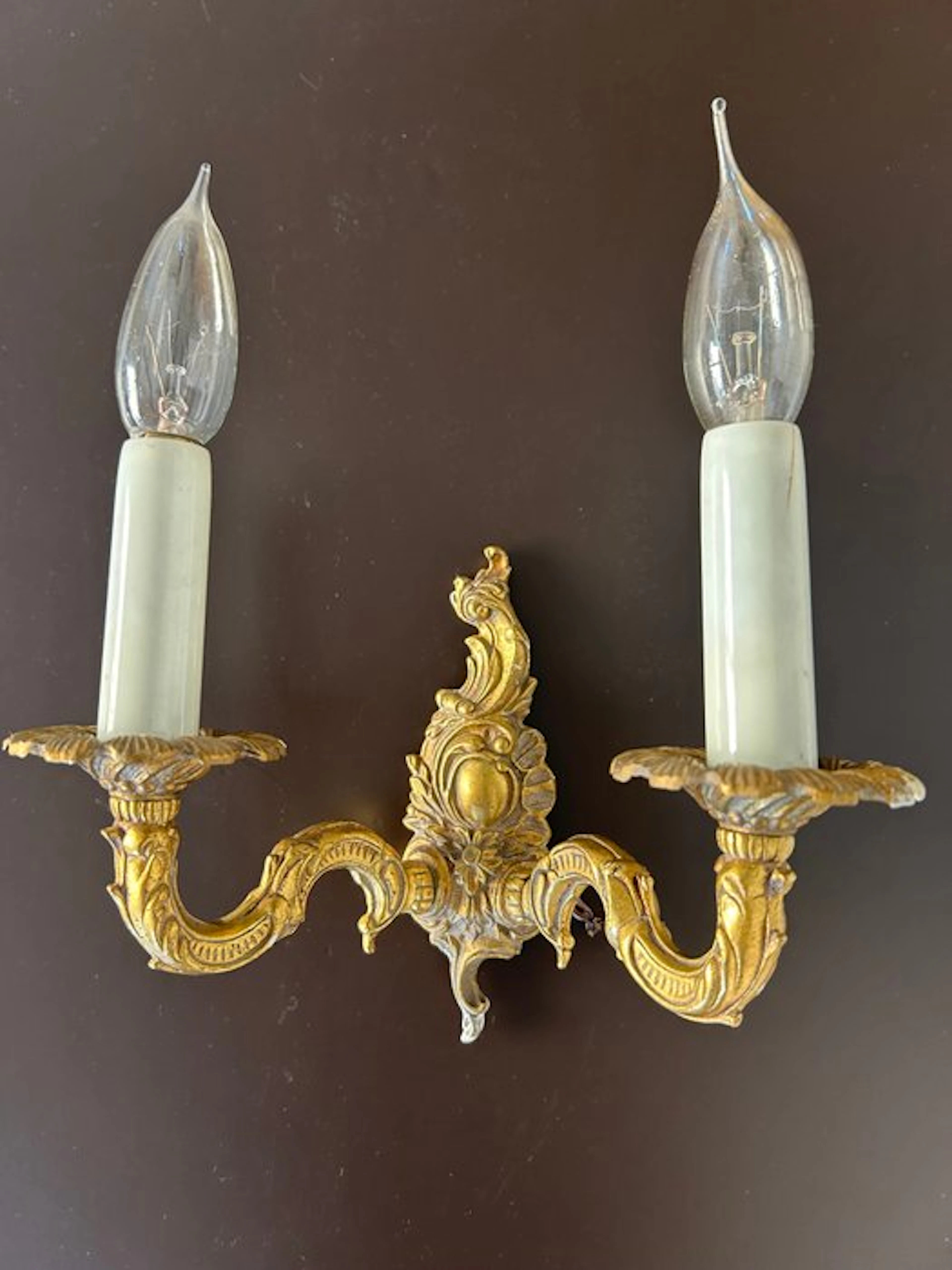 Candle wall light (2) - Gilt brass - Appliques