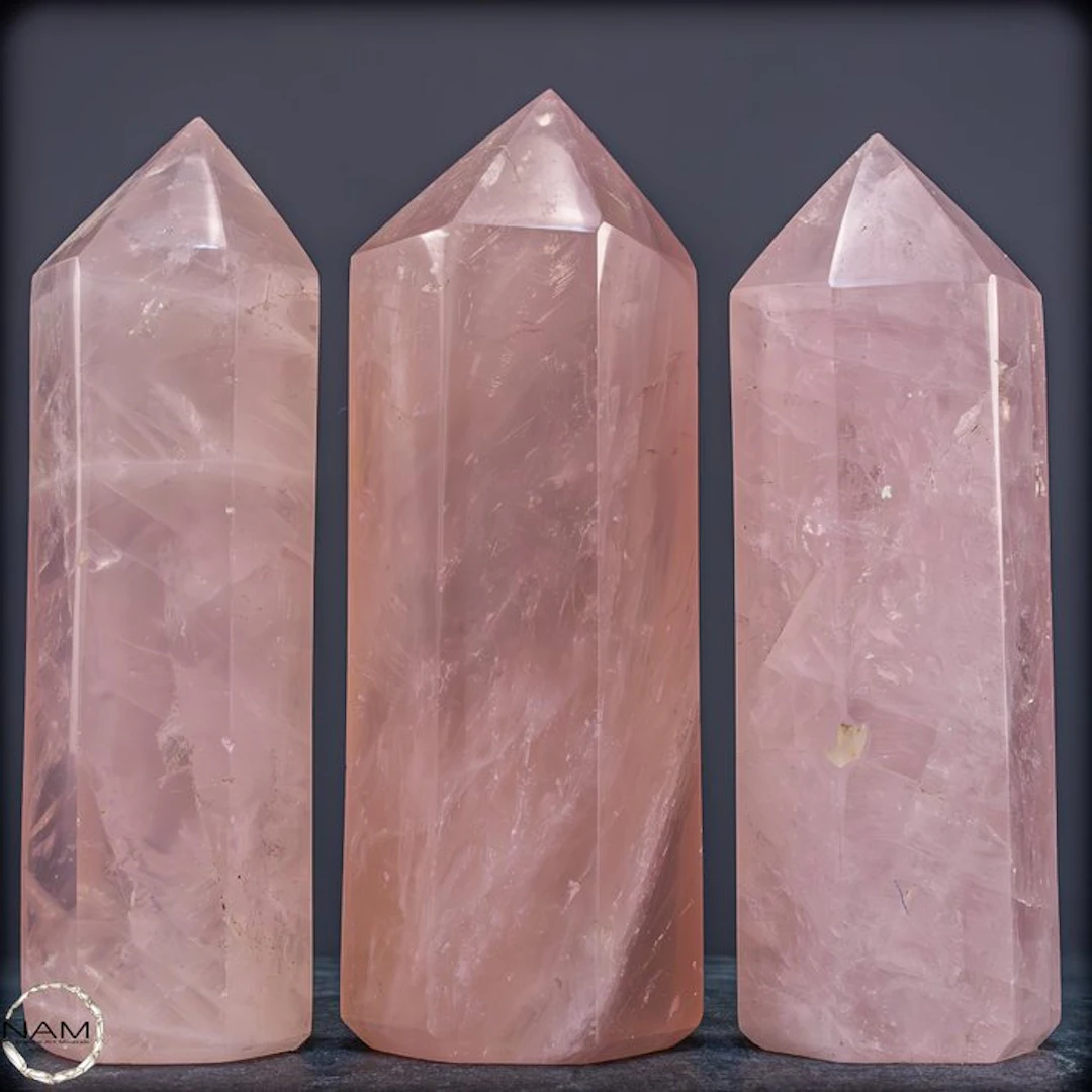 Natural rose quartz set from Brazil – 3 polished obelisks- 2069.51 g - (3)