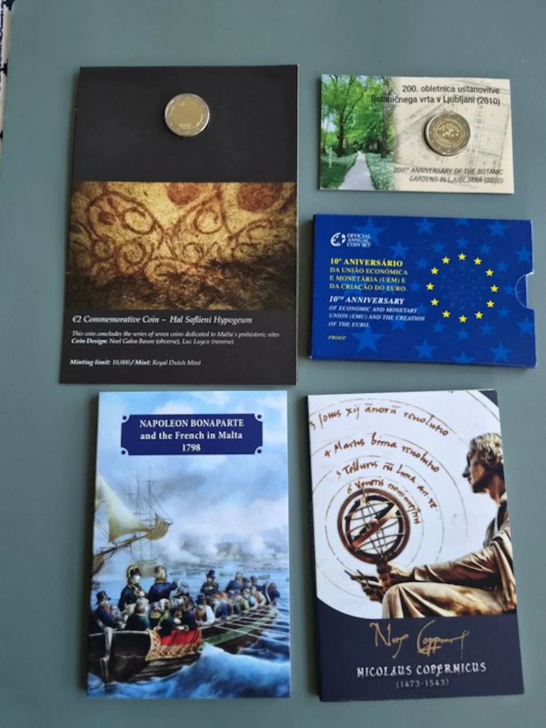 Europe. 2 Euro 2009/2023 (5 monnaies) Proof + BU (No reserve price)