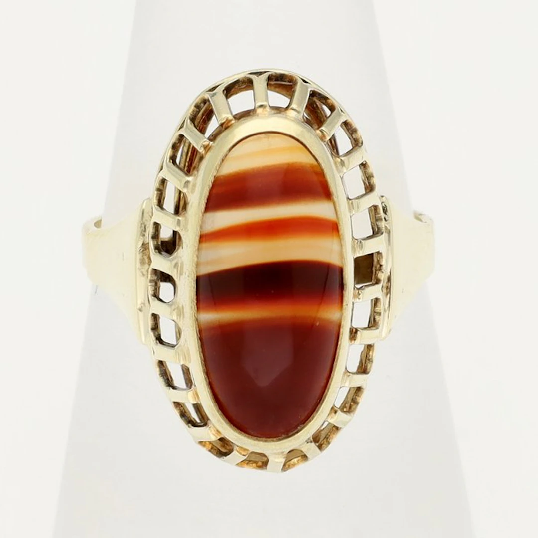 Ring - 14 kt. Yellow gold - agate