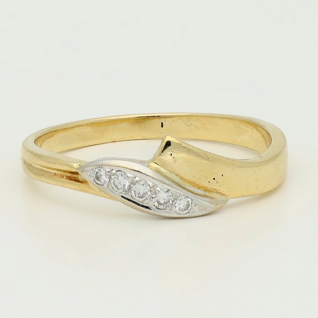 Ring - 18 kt. Yellow gold, White gold Diamond (Natural)