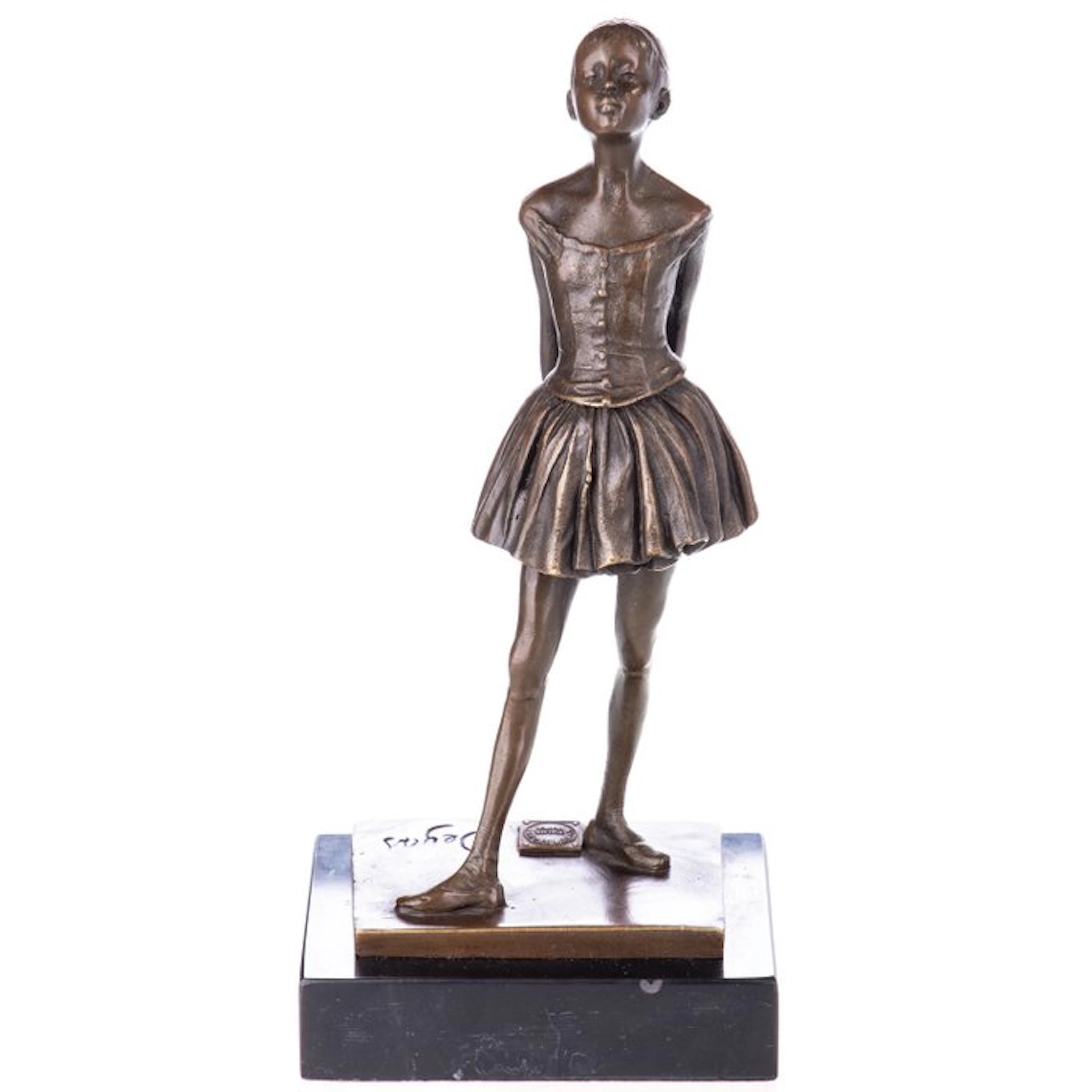 Figure - Elegante Bronzefigur: „Kleine 14-jährige Tänzerin“ - Bronze, Marble
