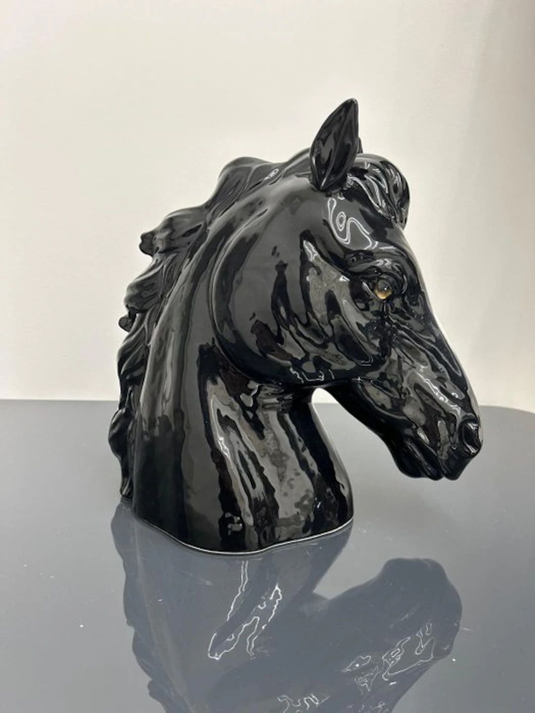 Statue, Cavallo Nero - 30 cm - Ceramic