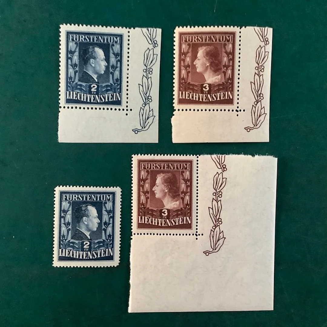 Liechtenstein 1951 - Royal couple in both denominations...