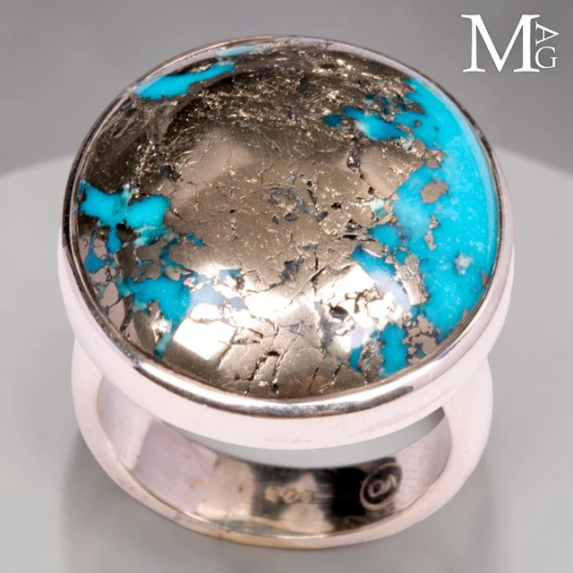 Precious Turquoise Gem - 925 Silver Ring - Turquoise with...