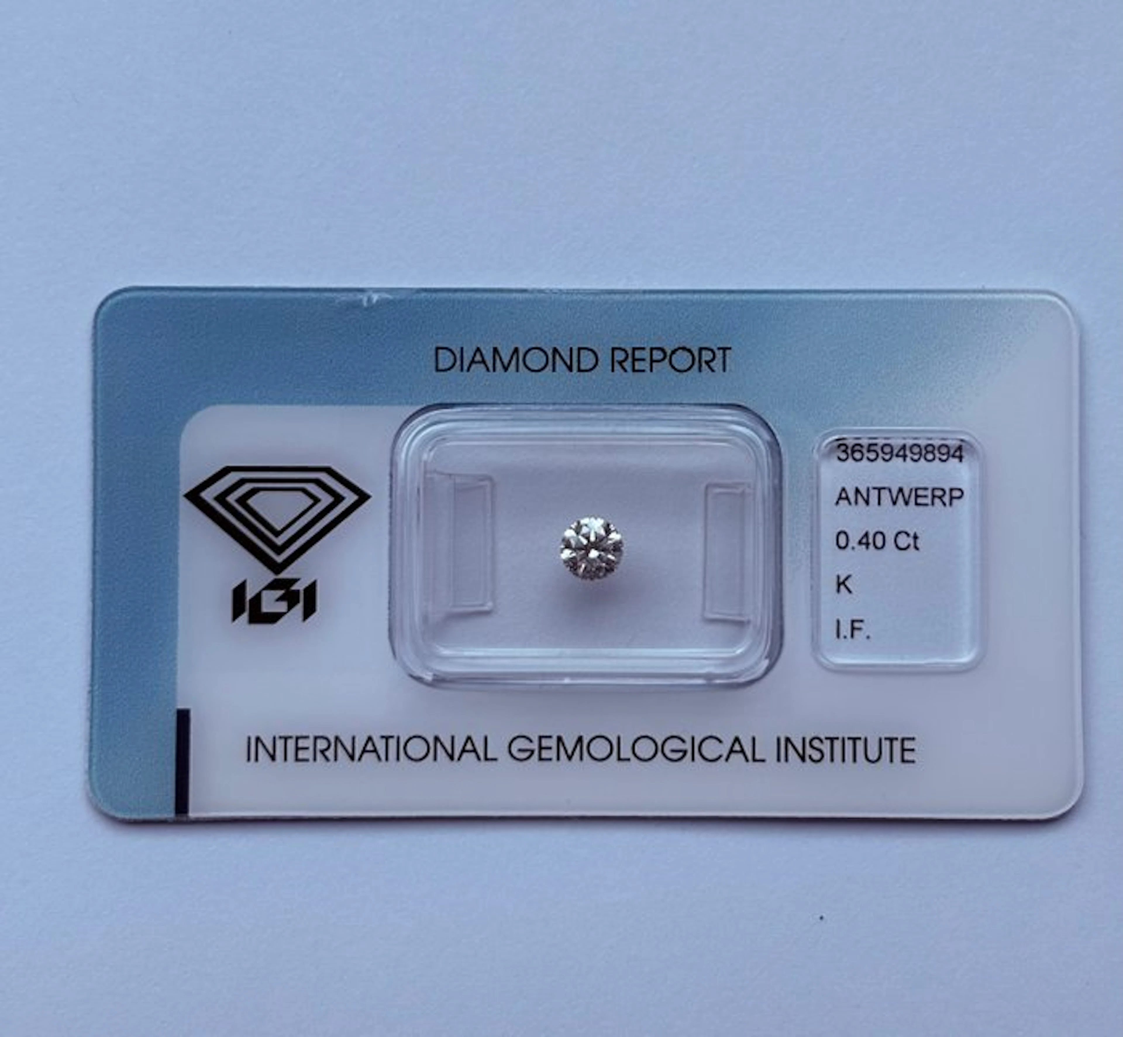 1 pcs Diamond (Natural) - 0.40 ct - Round - K - IF...