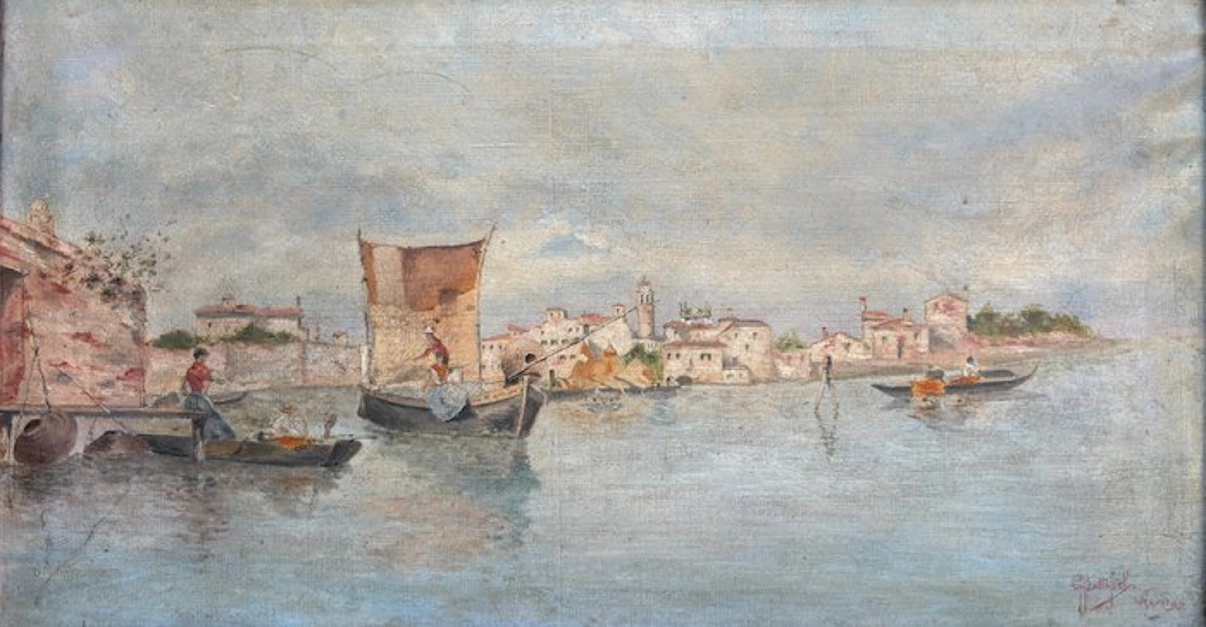 Giovanni Battistel (XIX) - Veduta della laguna di Venezia