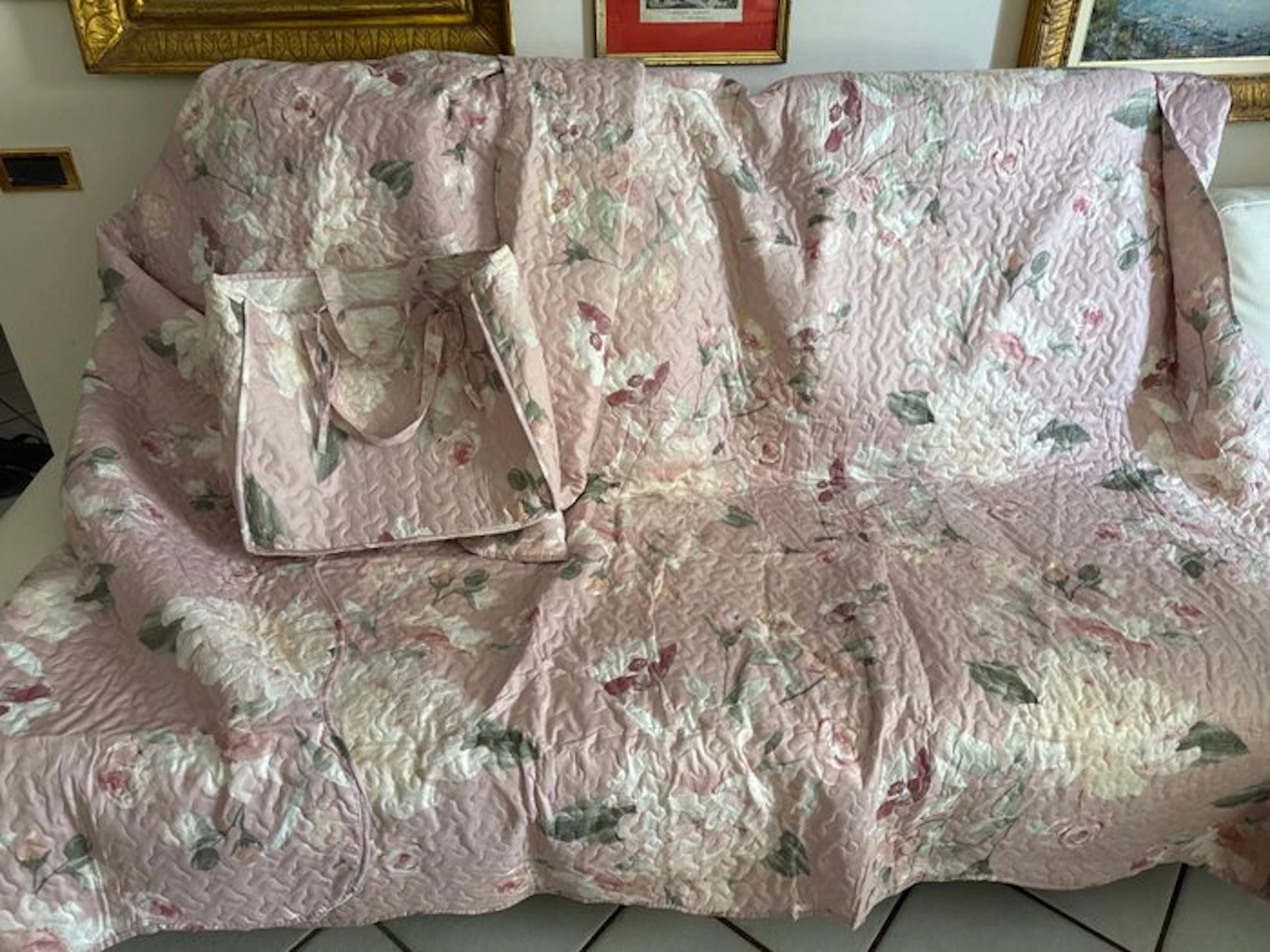 San Leucio top quality - elegant pink floral quilted...