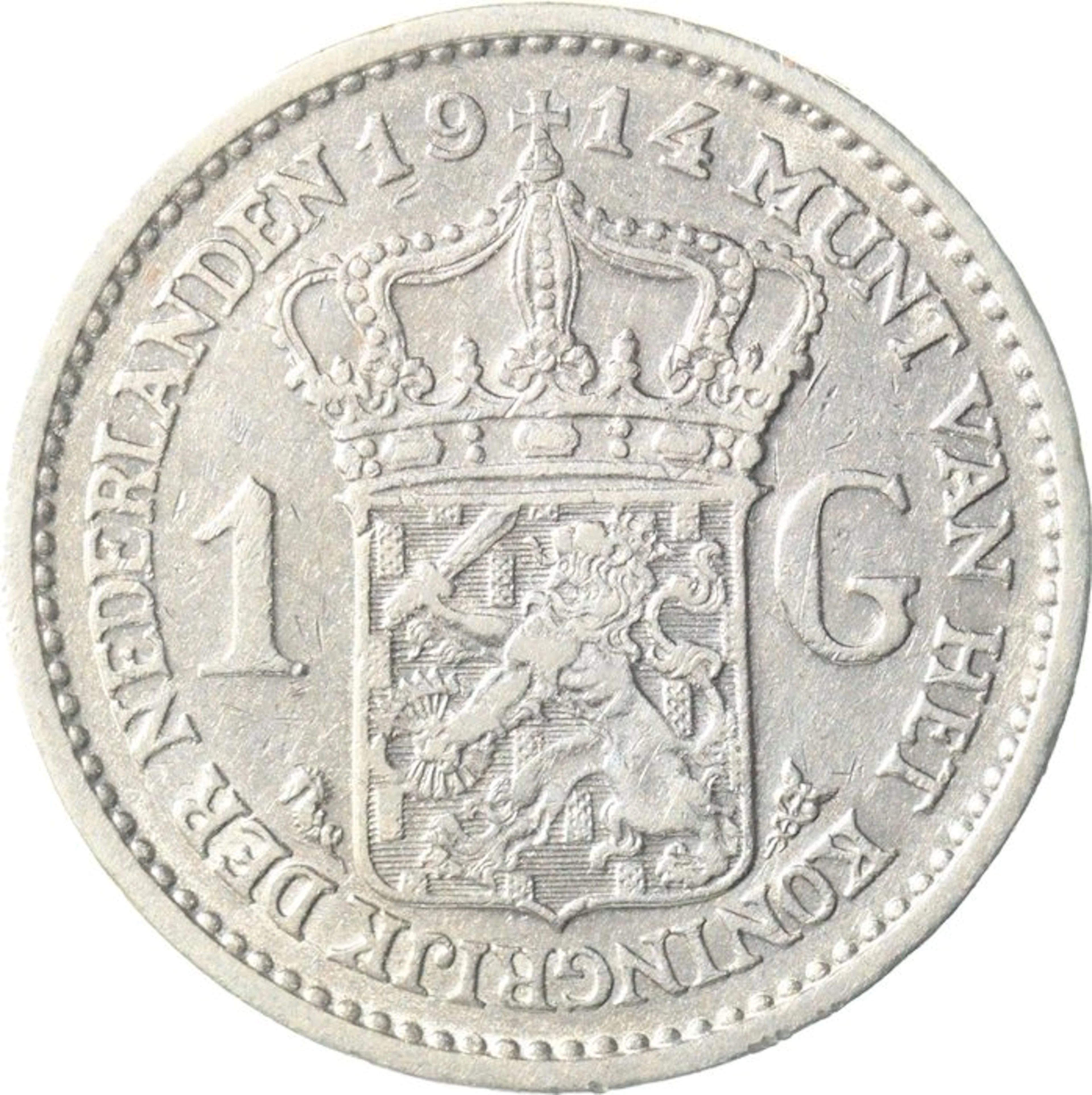 Netherlands. Wilhelmina. 1 Gulden 1914 (No reserve price)