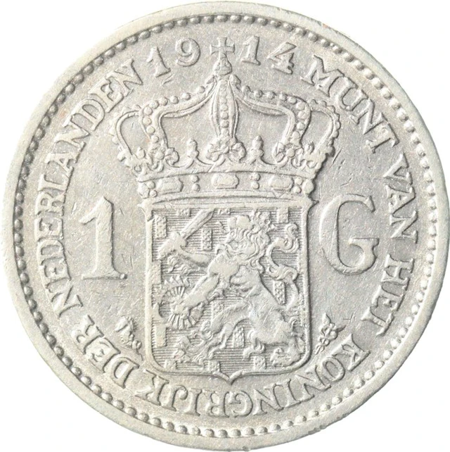 Netherlands. Wilhelmina. 1 Gulden 1914 (No reserve price)