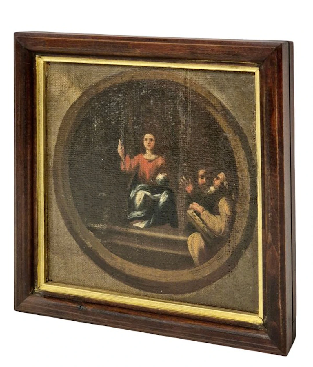 Votive plaque - Jesus among the Doctors - 25 x 25 cm - Canvas - 1750-1800