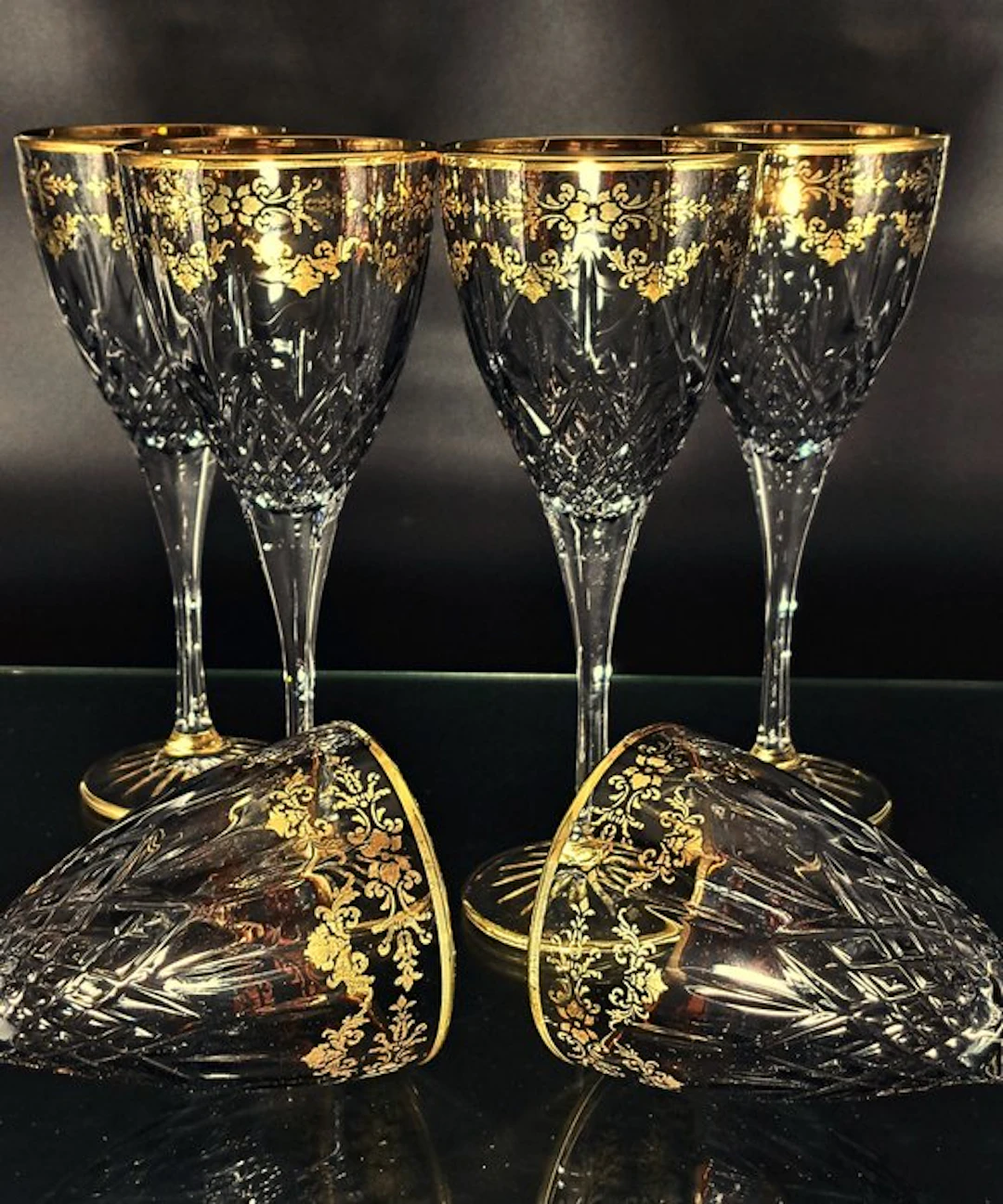 Artemisia - Wine glass (6) - Crystal, 24k gold - I Merletti
