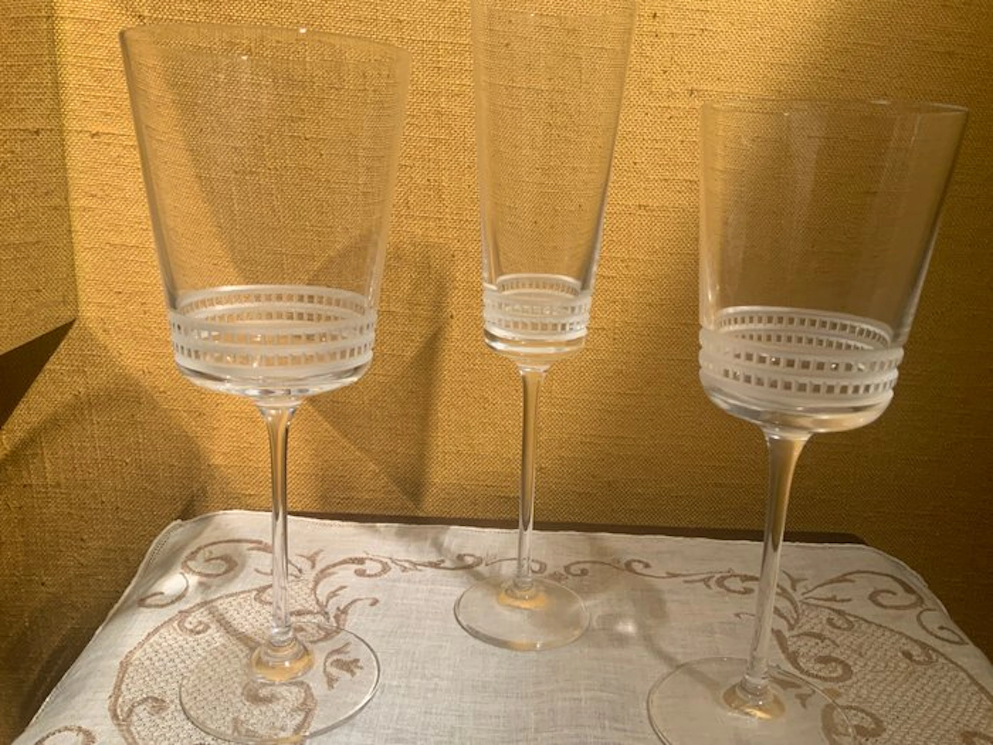 Lalique - Drinking set (3) - Crystal - Set of three glasses with flutes.