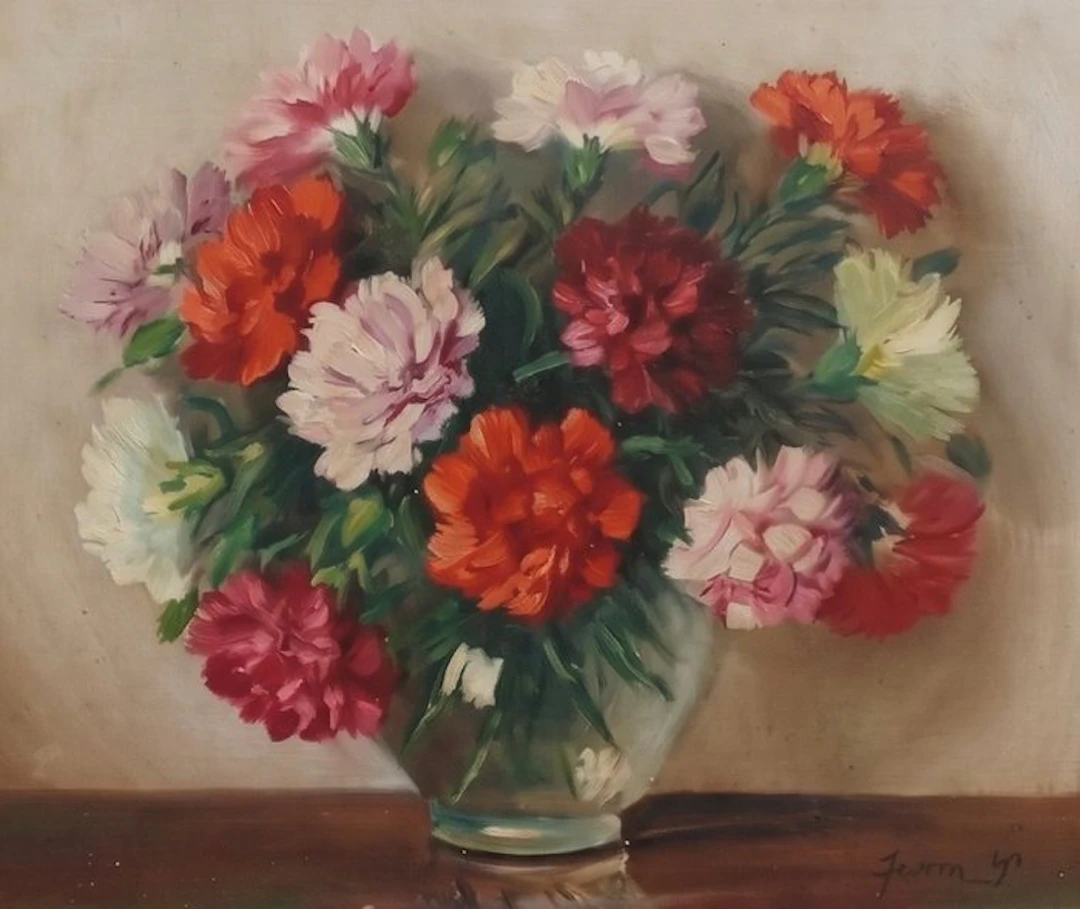 French school (XX) - Bouquet de Pivoines