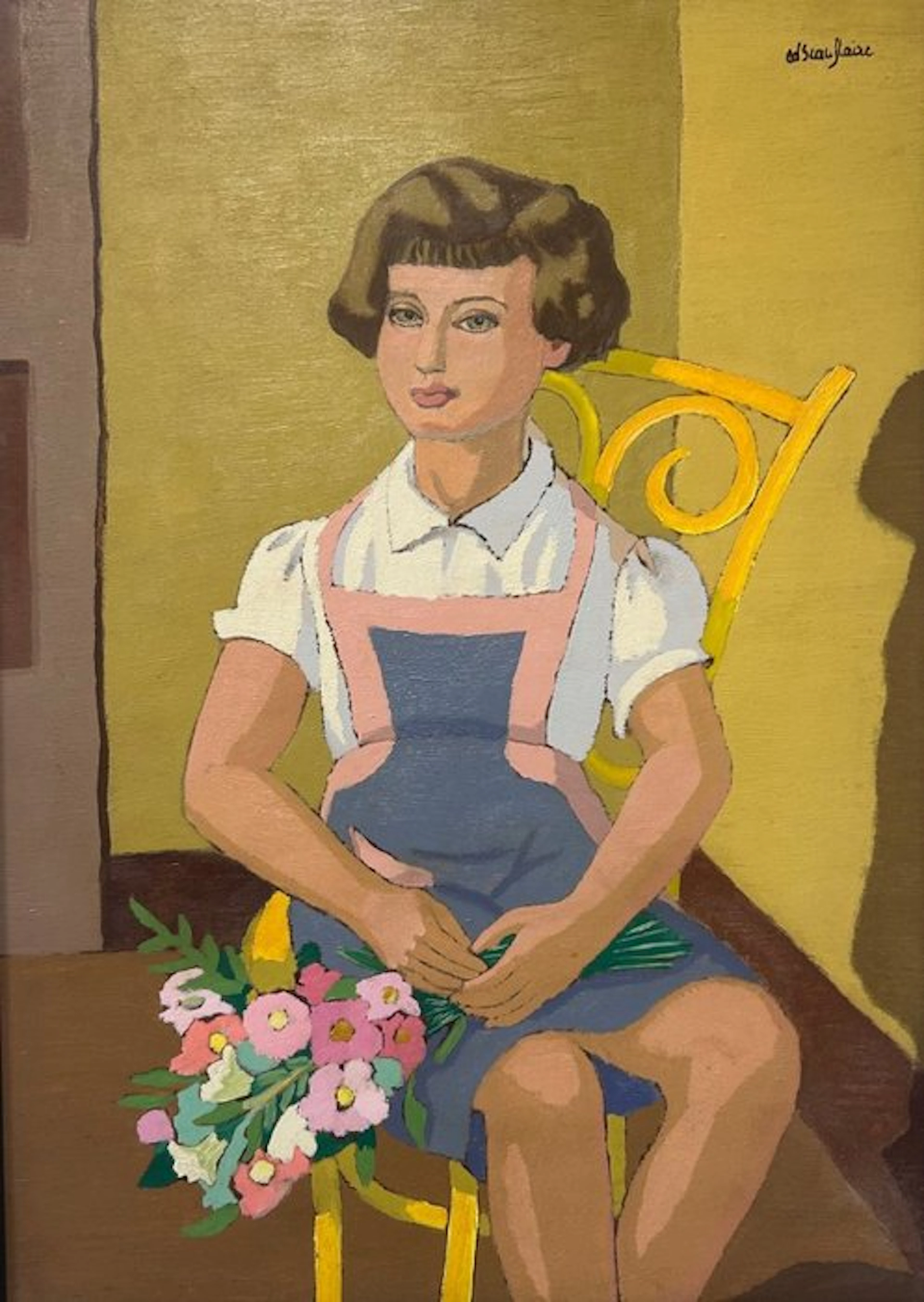 Edgar Scauflaire (1893-1958) - Jeune femme au bouquet de fleurs