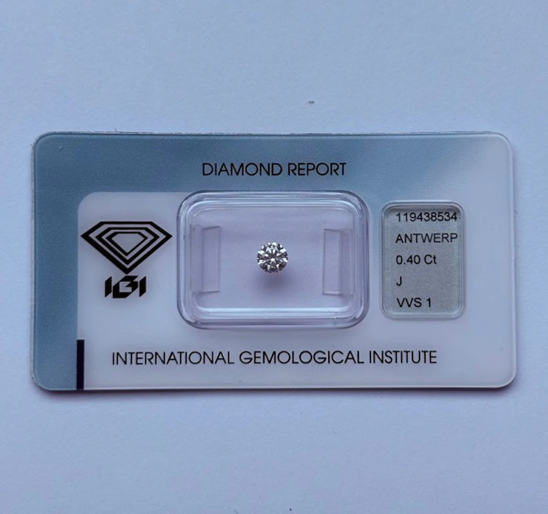 1 pcs Diamond (Natural) - 0.40 ct - Round - J - VVS1...