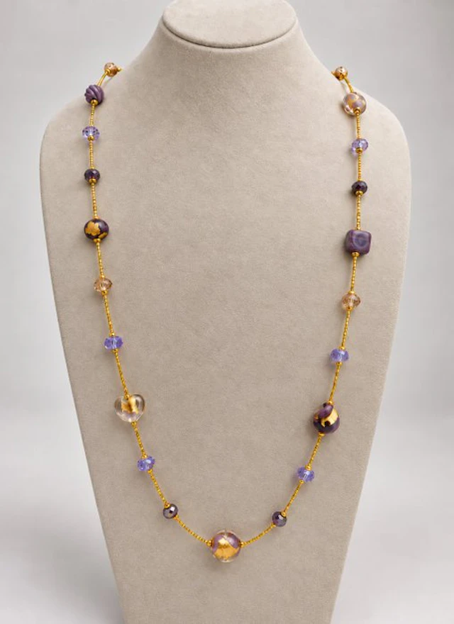 24 kt. - Murano glass, Yellow gold - Necklace - submerged gold leaf