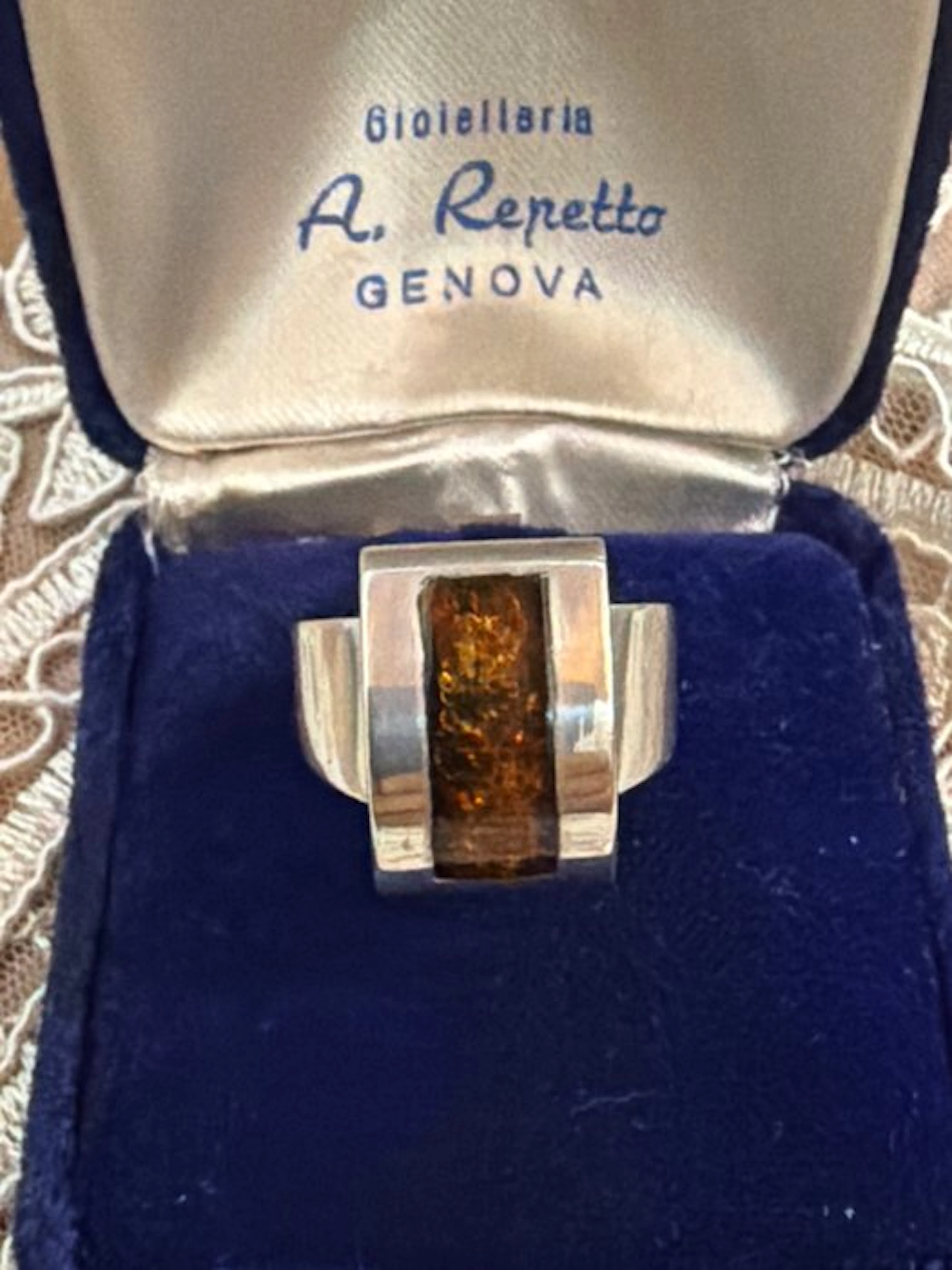No reserve price - Ring Silver, Amber