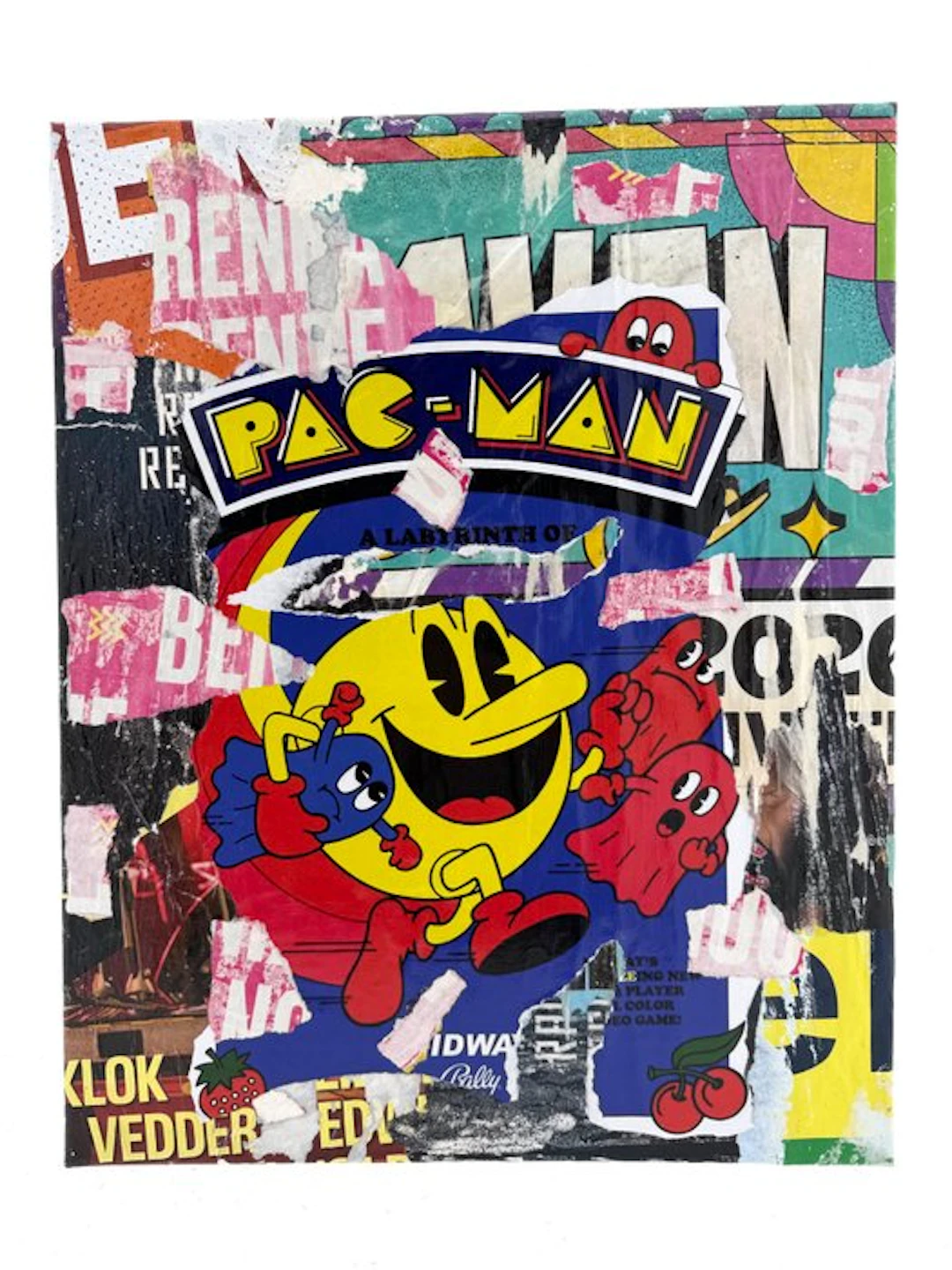 Koen Betjes (1992) - Vintage Poster Collage x Pac Man (canvas)