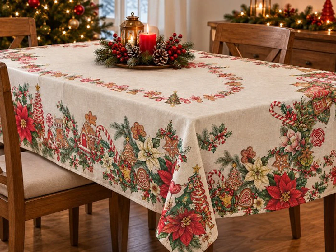 Gingerbread Christmas tablecloth - Tablecloth - 2.48 m - 1.45 m