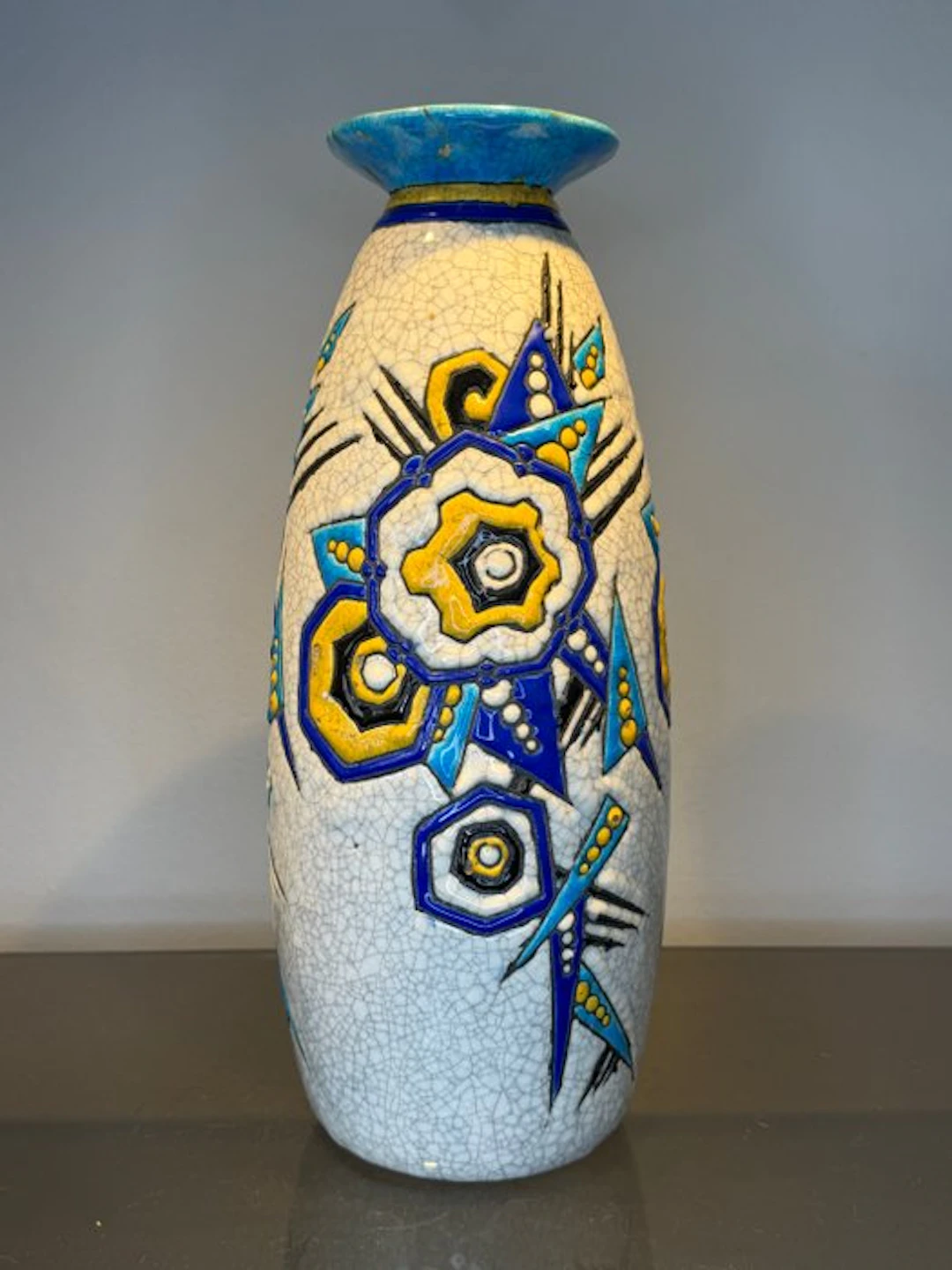 Keramis Boch - Charles Catteau - Vase - Flat-neck vase, 31 cm! - Creamware