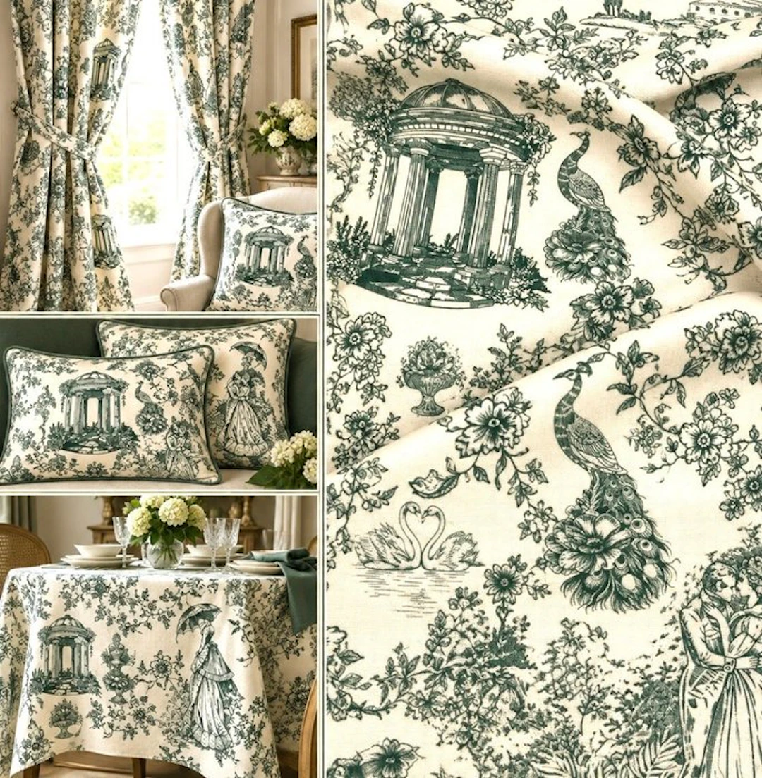 1625★Prestigious and exclusive Toile de Jouy fabric in...