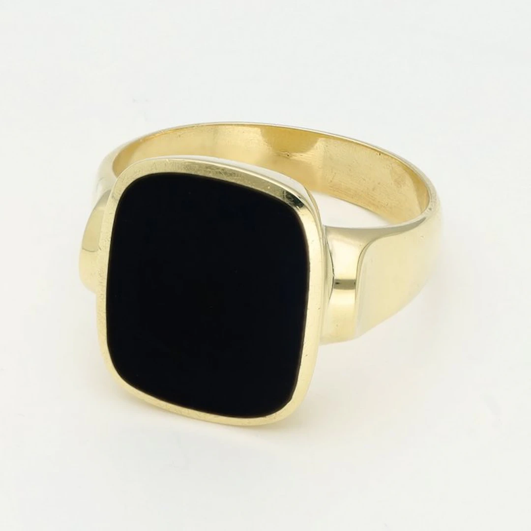 Ring - 14 kt. Yellow gold - Onyx