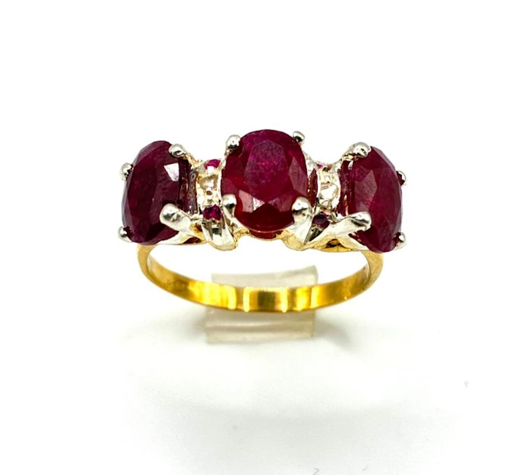 No reserve price - Eternity ring - 9 kt. Yellow gold, Silver Ruby - Diamond