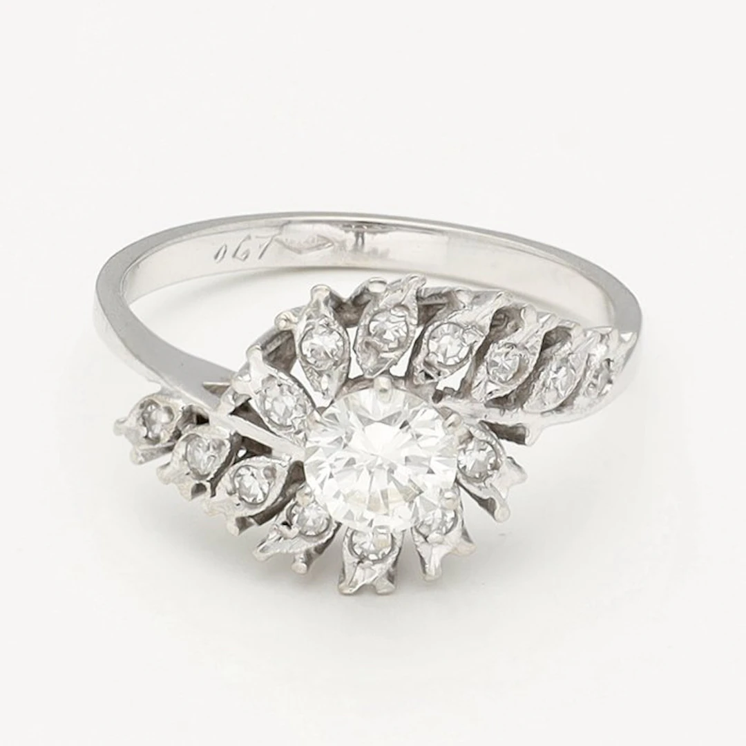 Ring - 18 kt. White gold - brilliant/single cut