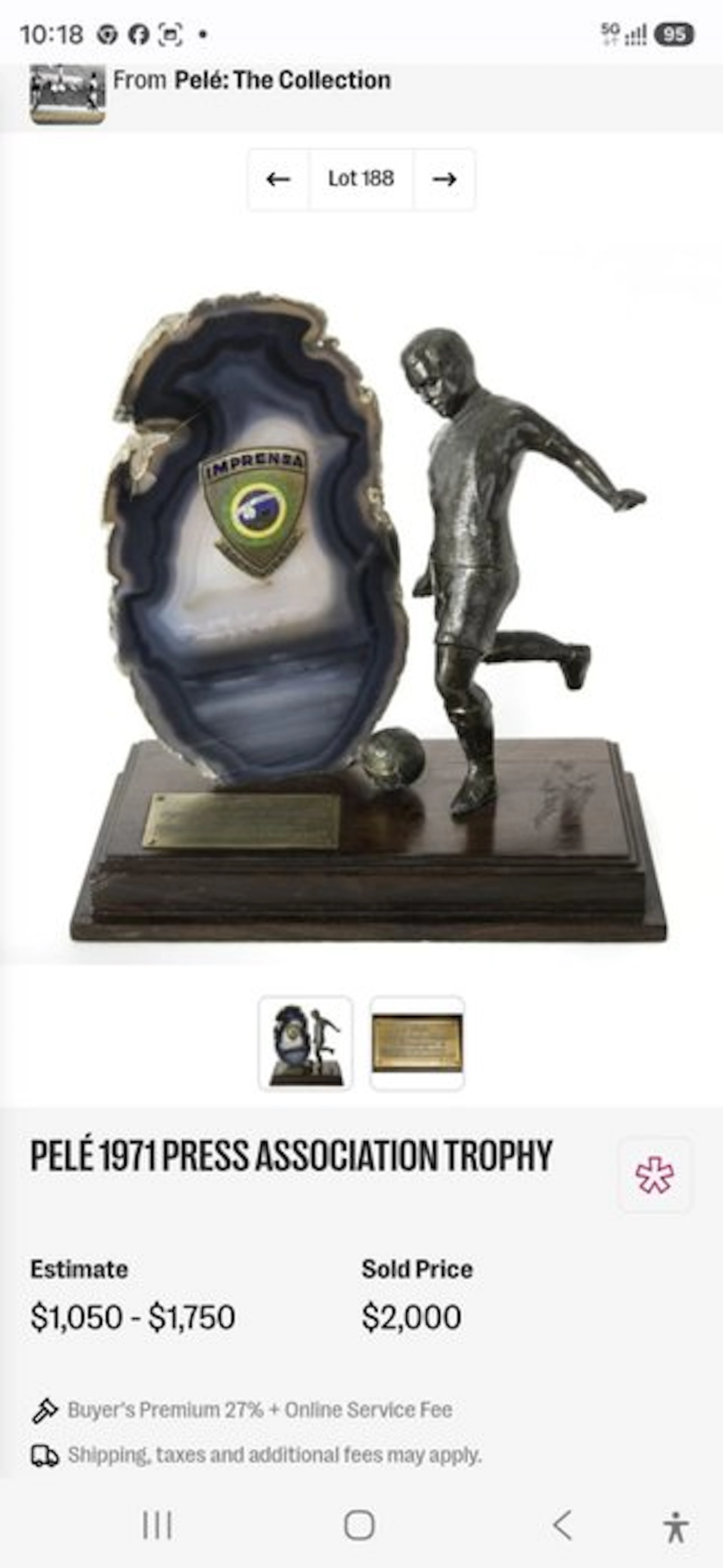 Calcio - Pelé - 1971 - Sports trophy