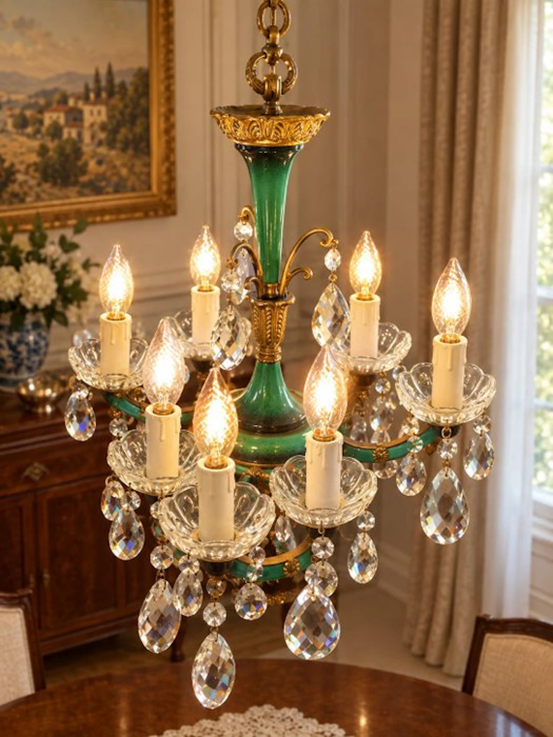 Chandelier - Brass, Glass, Crystal, Gilding