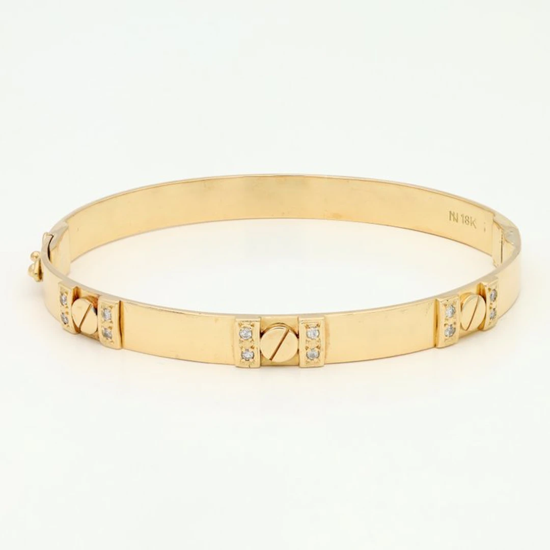 Bracelet - 18 kt. Yellow gold Diamond (Natural) - Bangle - Screw
