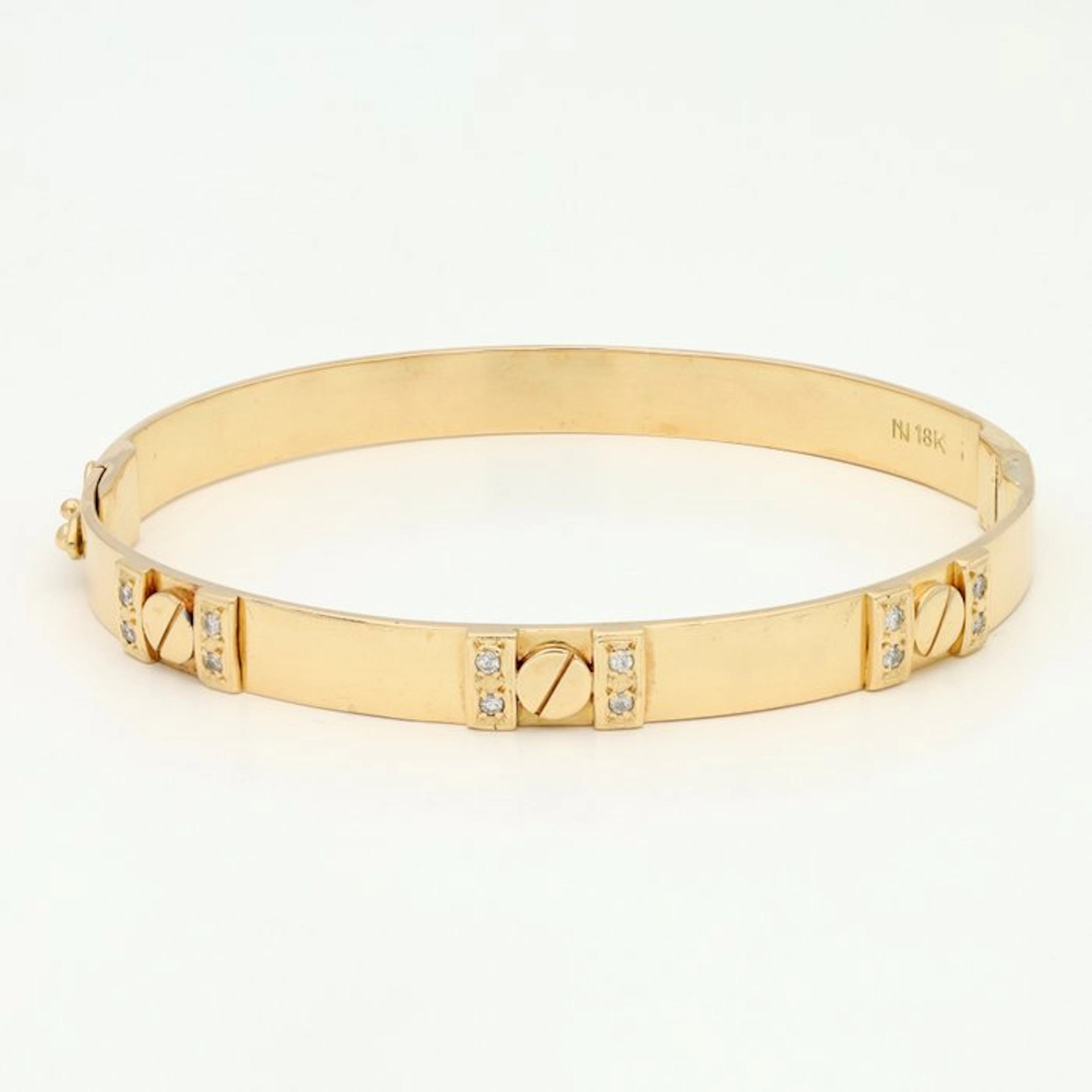 Bracelet - 18 kt. Yellow gold Diamond (Natural) - Bangle - Screw
