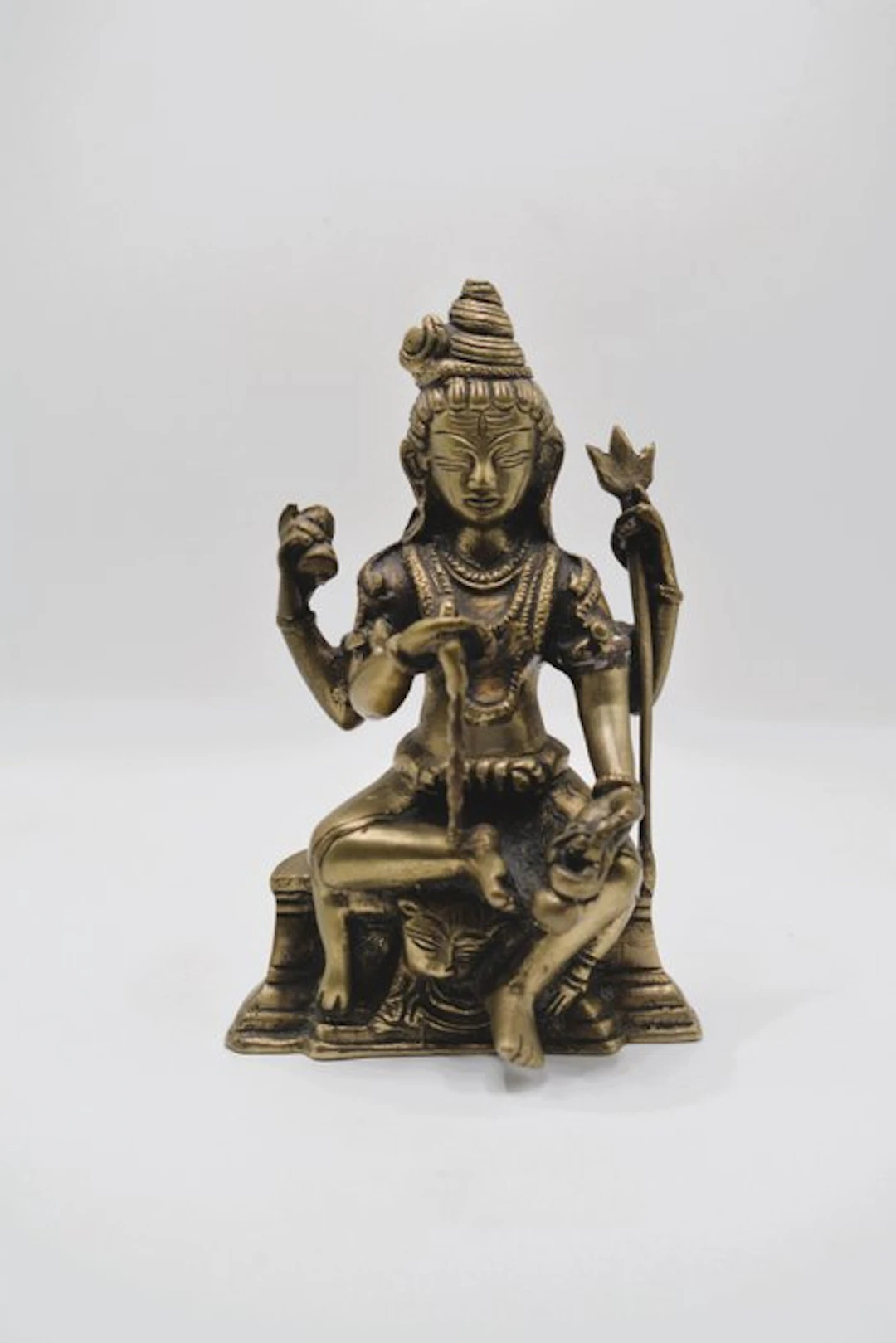 Sculpture, Shiva de cuatro brazos - 16 cm - Bronze