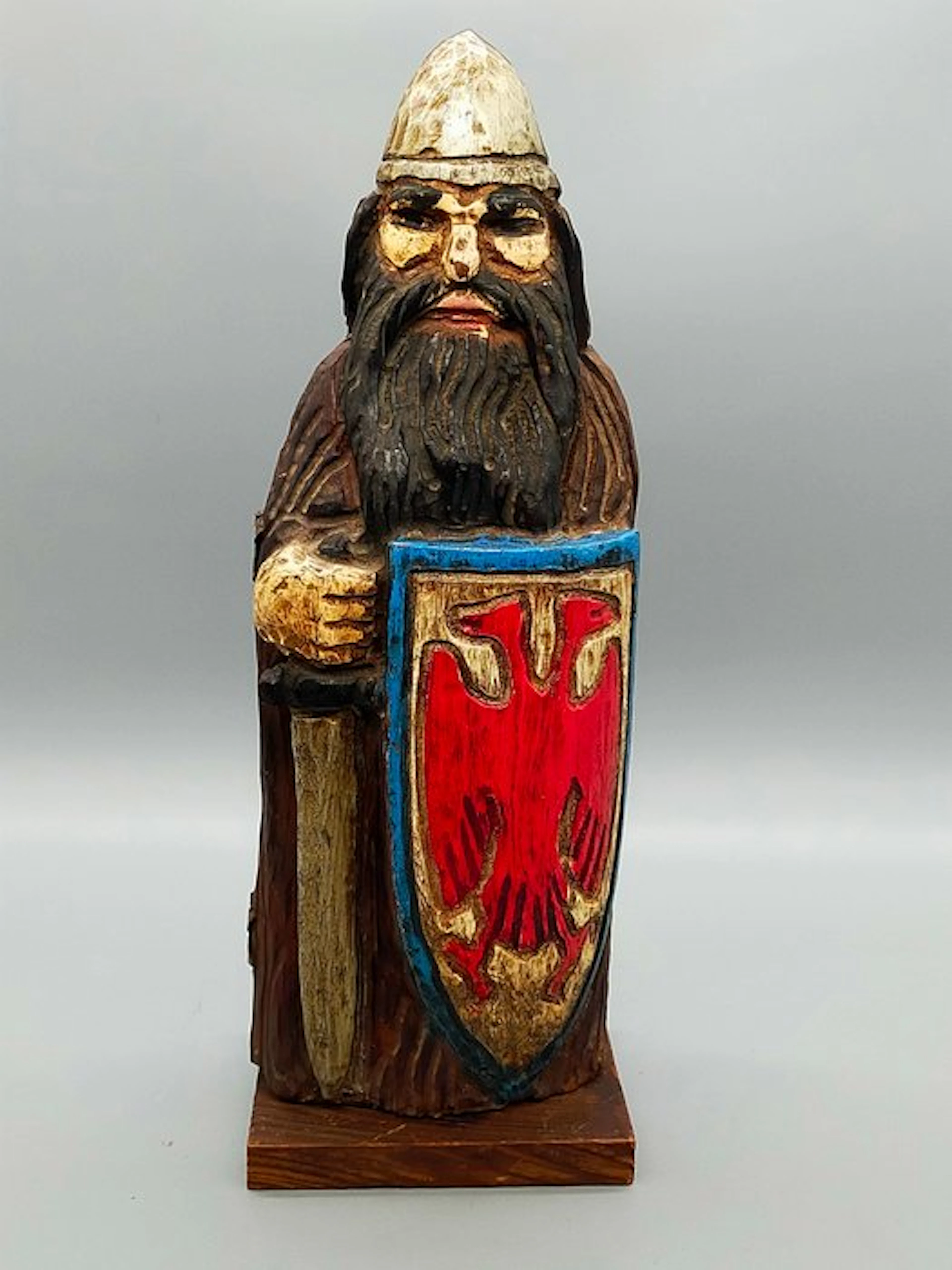 Container - Hand-carved wooden figure used as a wine...