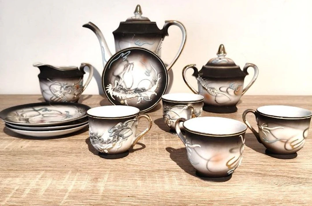 Japan's Dragonware porcelain tea and coffee service with...