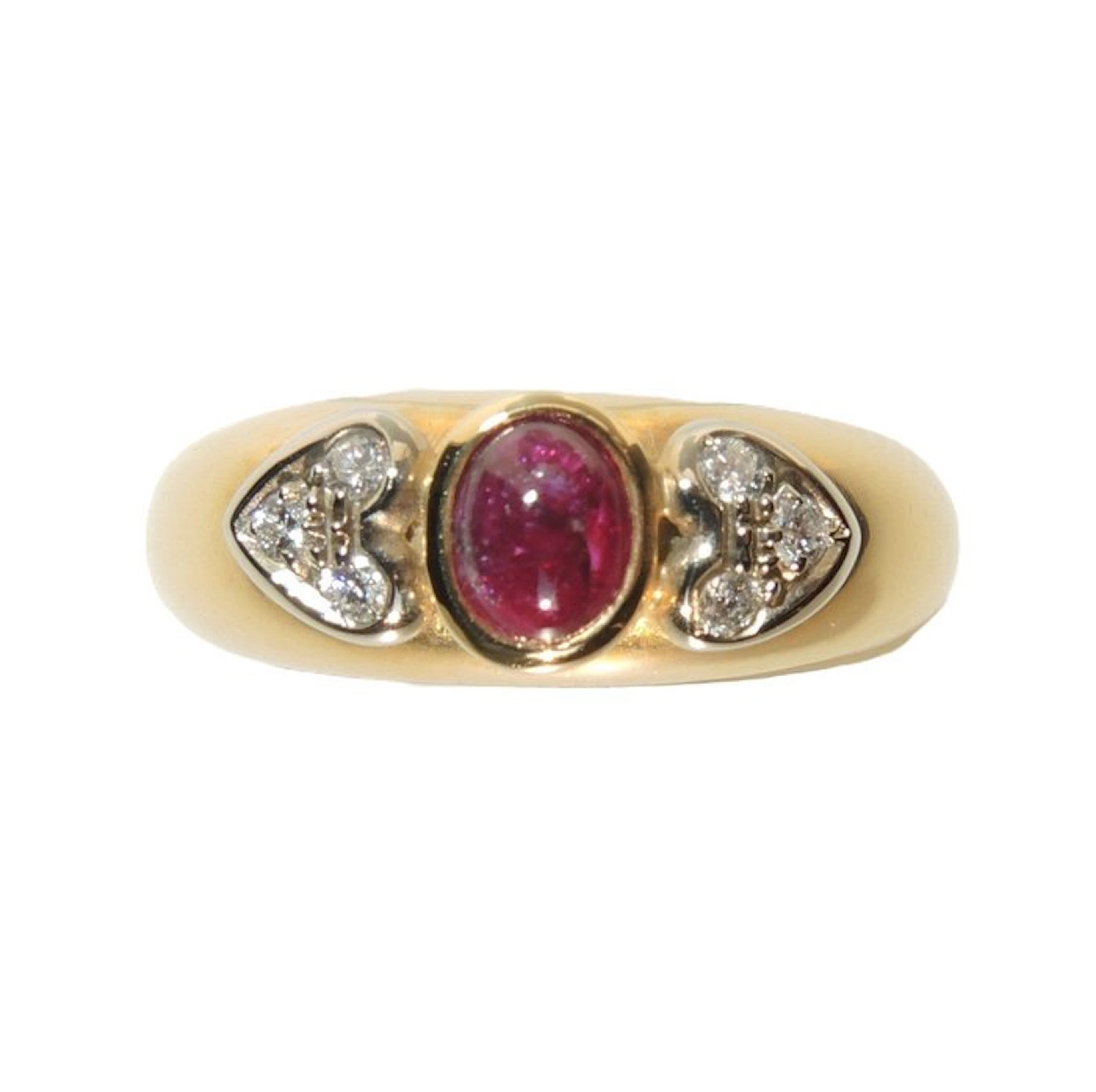 Ring - 18 kt. Yellow gold - 0.54ct. tw. Ruby - Diamond