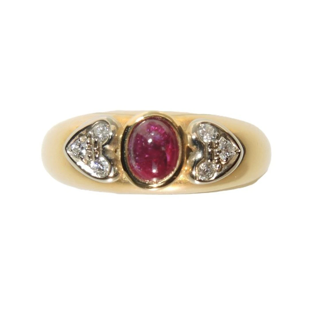 Ring - 18 kt. Yellow gold - 0.54ct. tw. Ruby - Diamond