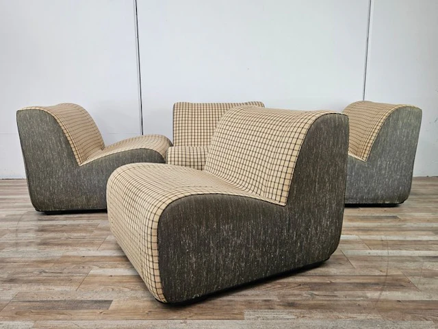 Armchair - Modular armchairs in plaid fabric - Textile...