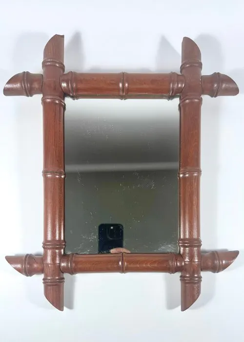 Wall mirror - Wood, Glass - Faux Bamboo Japonisme
