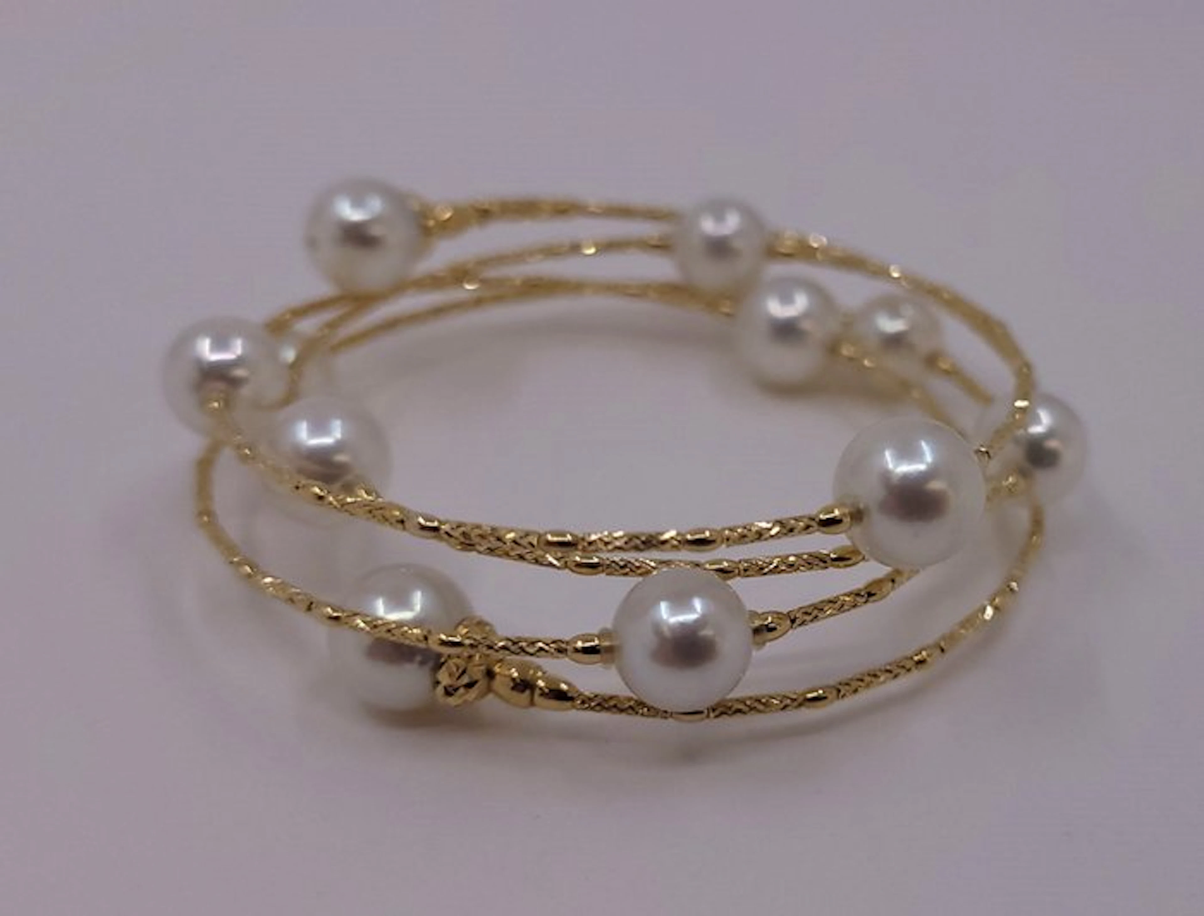 Bracelet - 18 kt. ALGT Certified Akoya Pearls, Yellow gold - 7x8mm