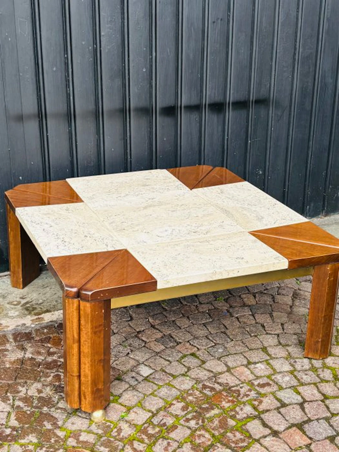 Table - Wood, Brass, Marble - Space-age table