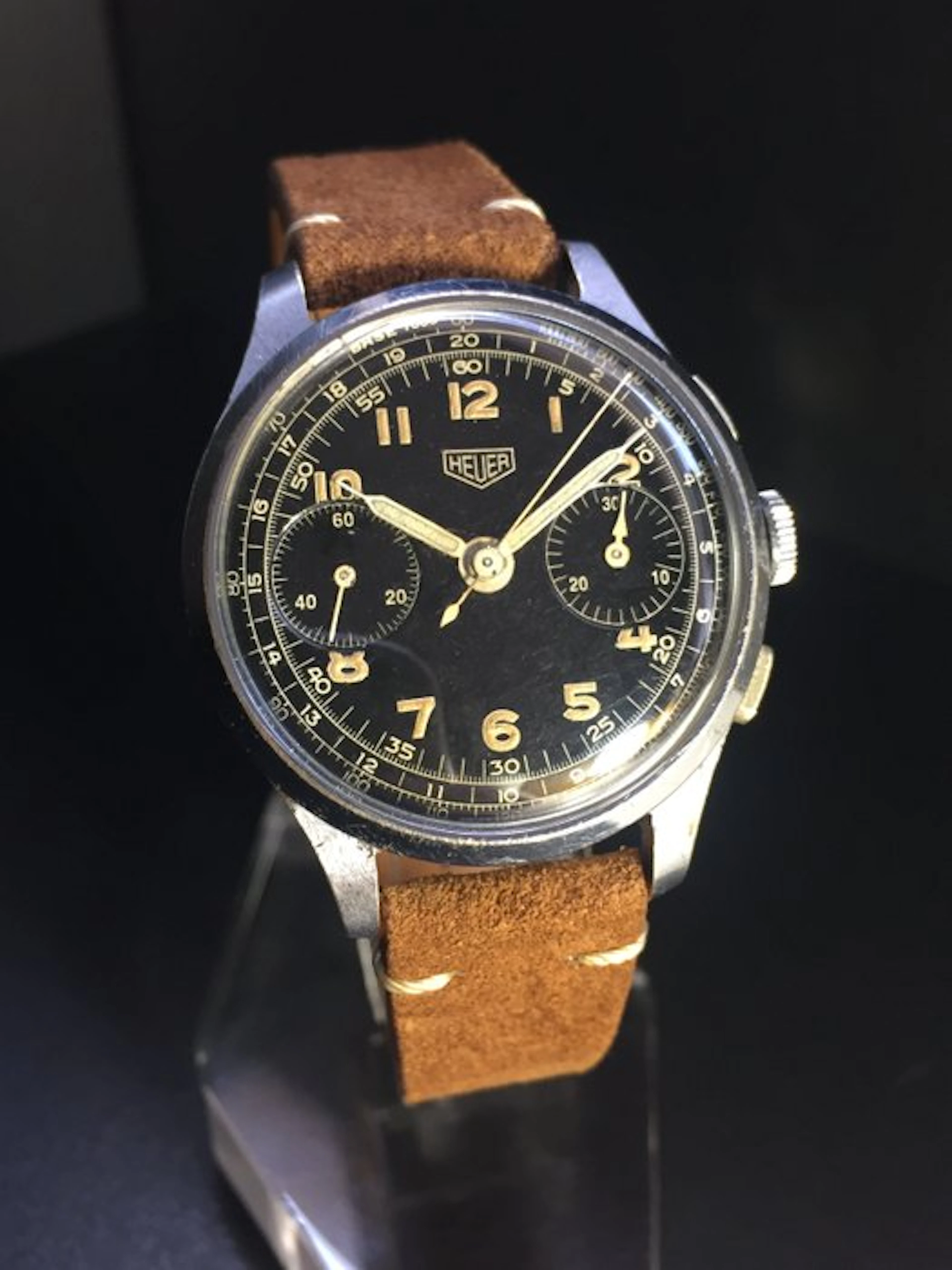 Heuer - Pre-Carrera Chronograph Style Militar - Black Dial - Men - 1900-1949
