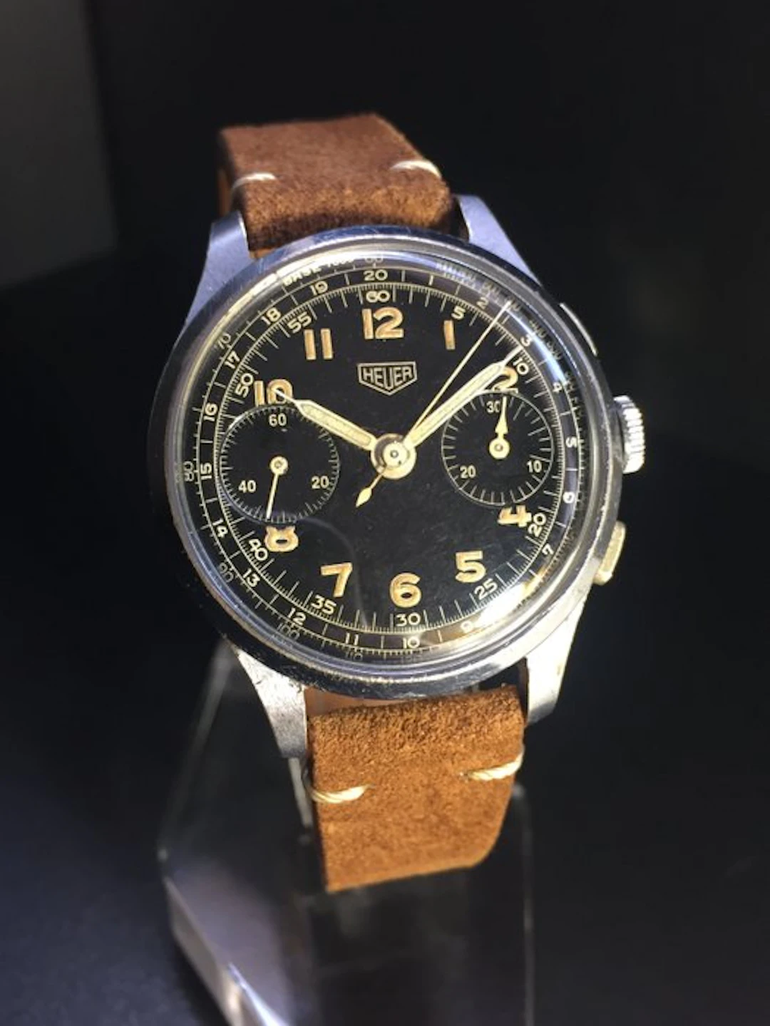 Heuer - Pre-Carrera Chronograph Style Militar - Black Dial - Men - 1900-1949