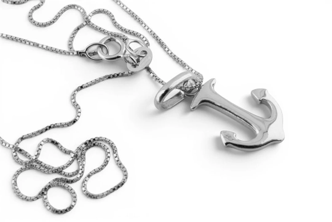 Necklace with pendant - 18 kt. White gold
