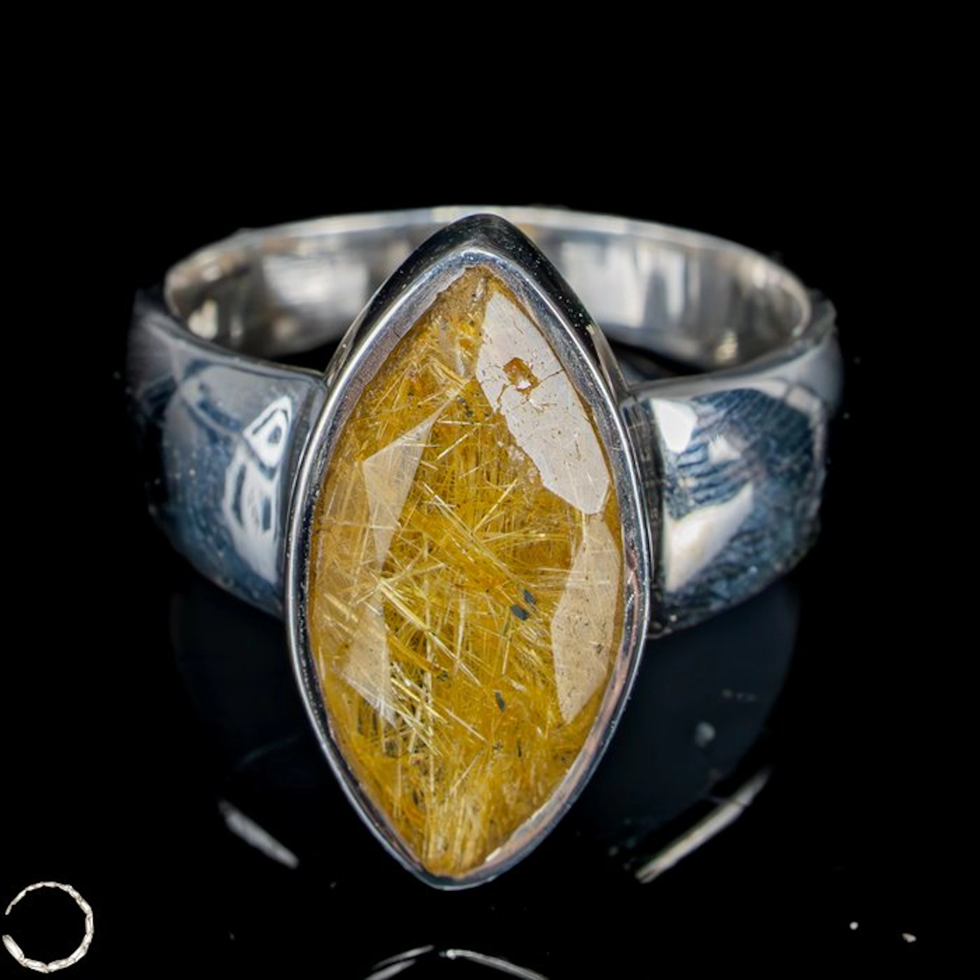 Natural Rutile in Quartz Ring 925 silver - 40.55 ct- 8.11 g