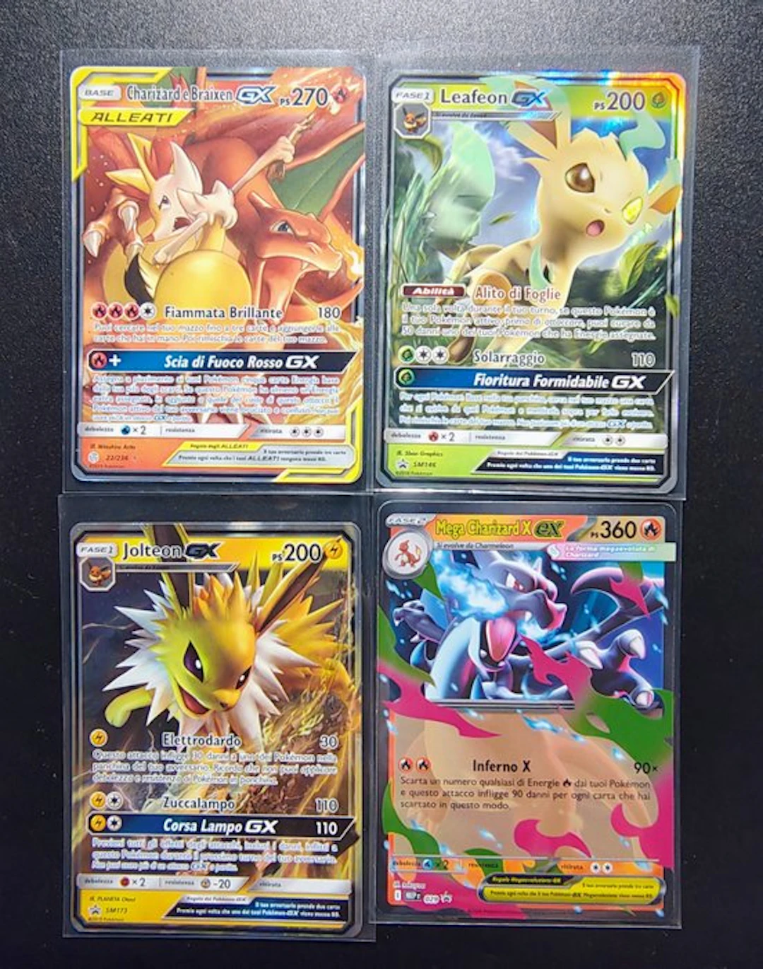 Pokémon - 4 Card - Charizard & Braixen Gx - Leafleon Gx...