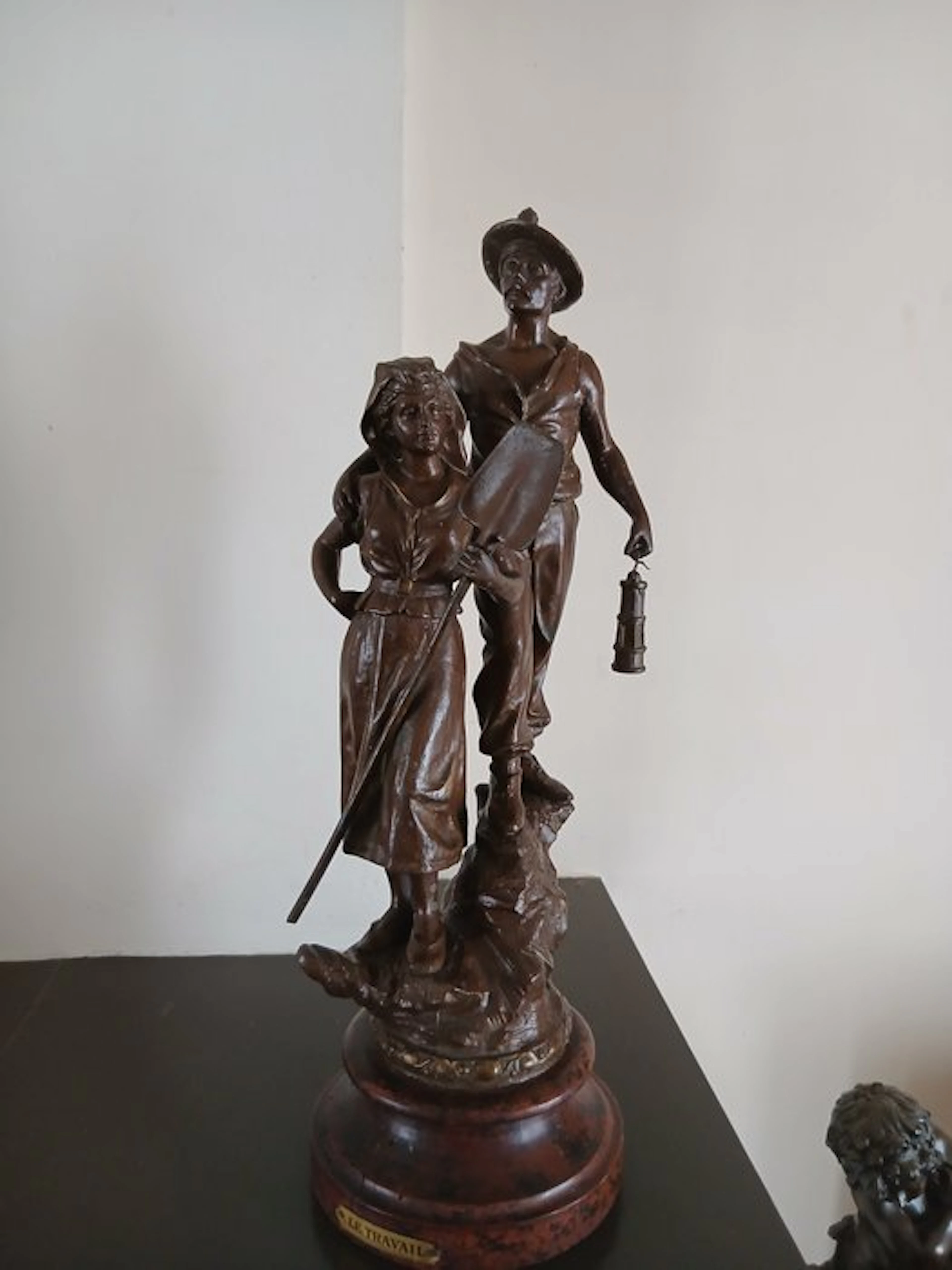 Sculpture, Le Travail - 46 cm - Bronze, Wood