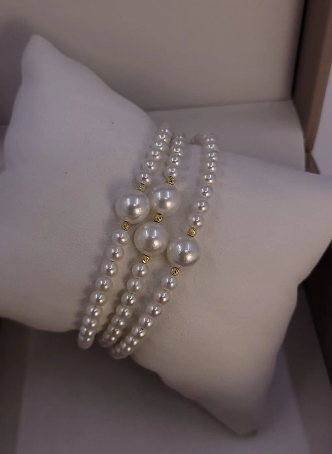 Bracelet - 18 kt. Yellow gold - 4x8.5mm Akoya Pearls