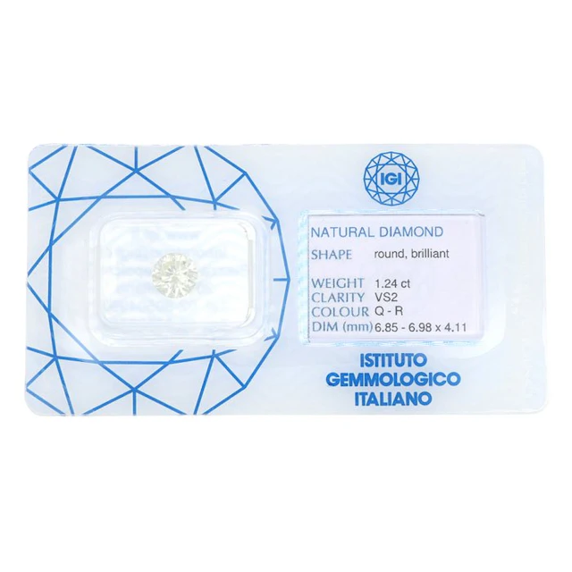 1 pcs Diamond (Natural) - 1.24 ct - Round - VS2...